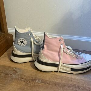 Converse Two-Tone Platform High Tops in Pink & Light Blue